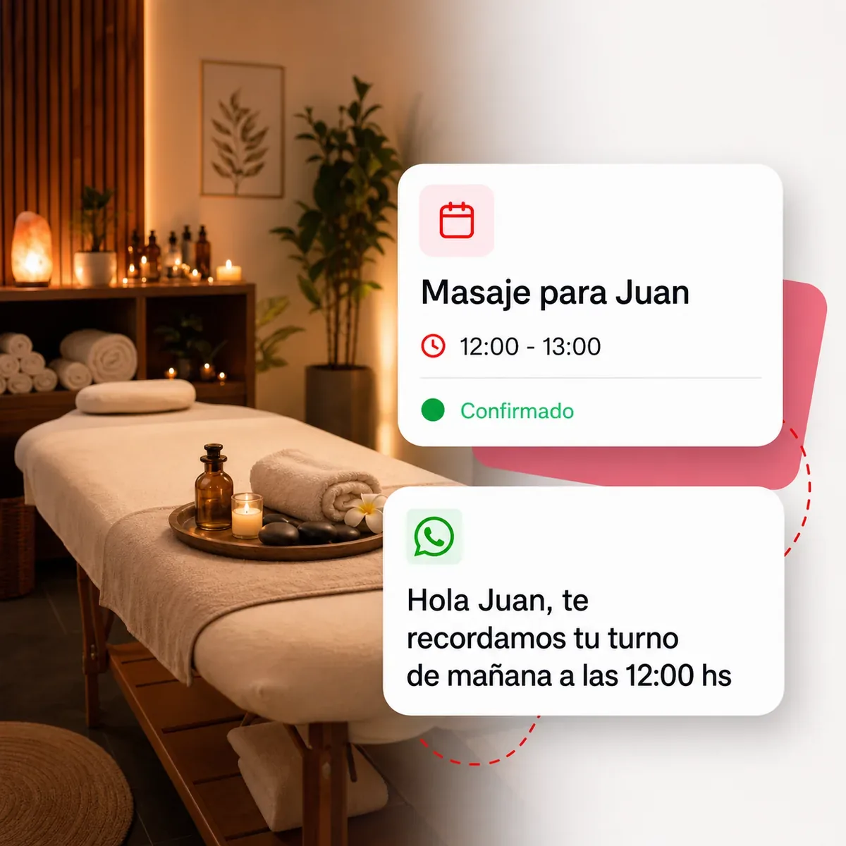 Agenda online para masajes con turno confirmado y recordatorio automatico