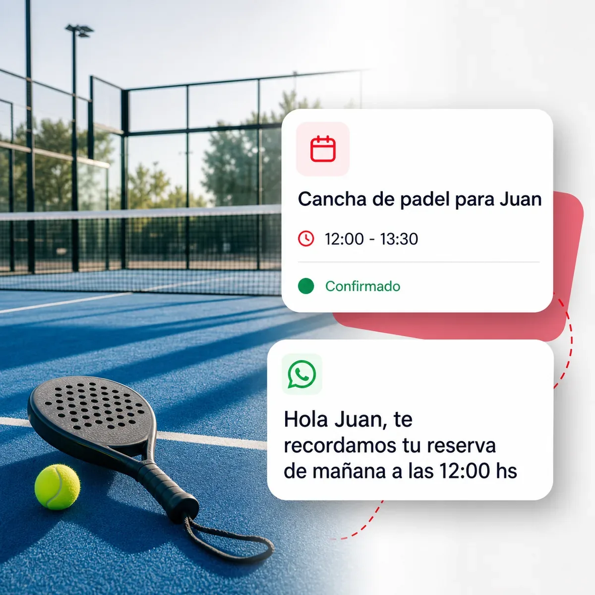 Agenda online para cancha de padel con reserva confirmada y recordatorio automatico